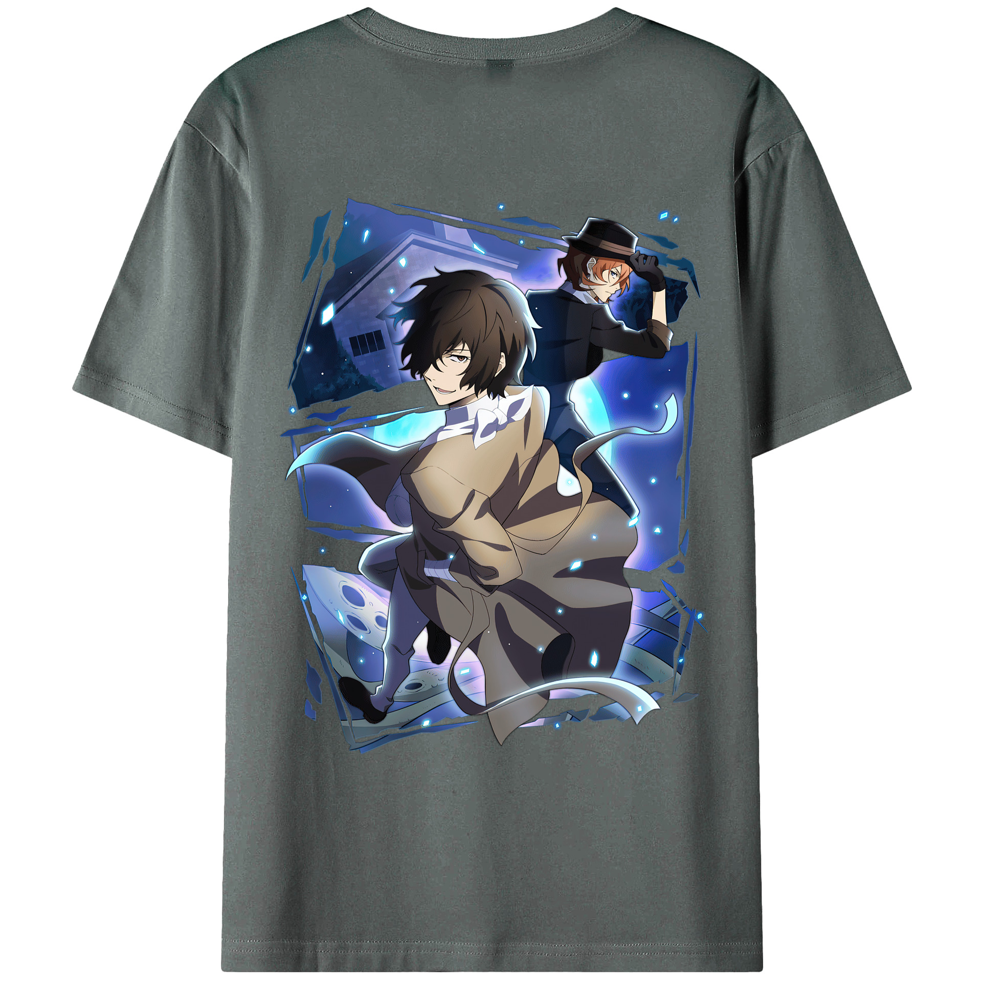 （画像用） 文豪ストレイドッグス Bungo Stray Dogs 綿100％ メンズ半袖Tシャツ（バックプリント） 通気性